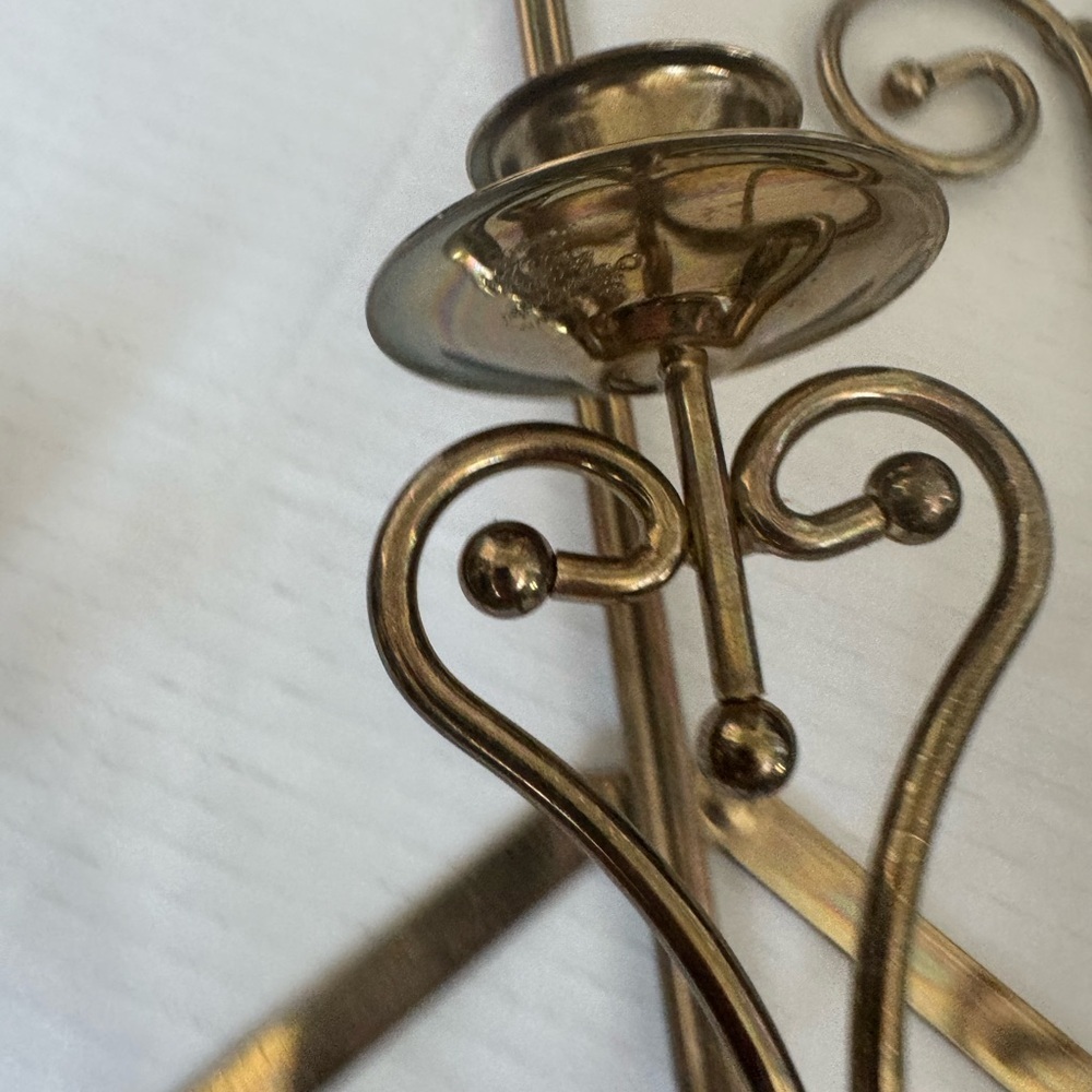 Vintage Homco Triple Sconces Gold Wall - Picture 4 of 6